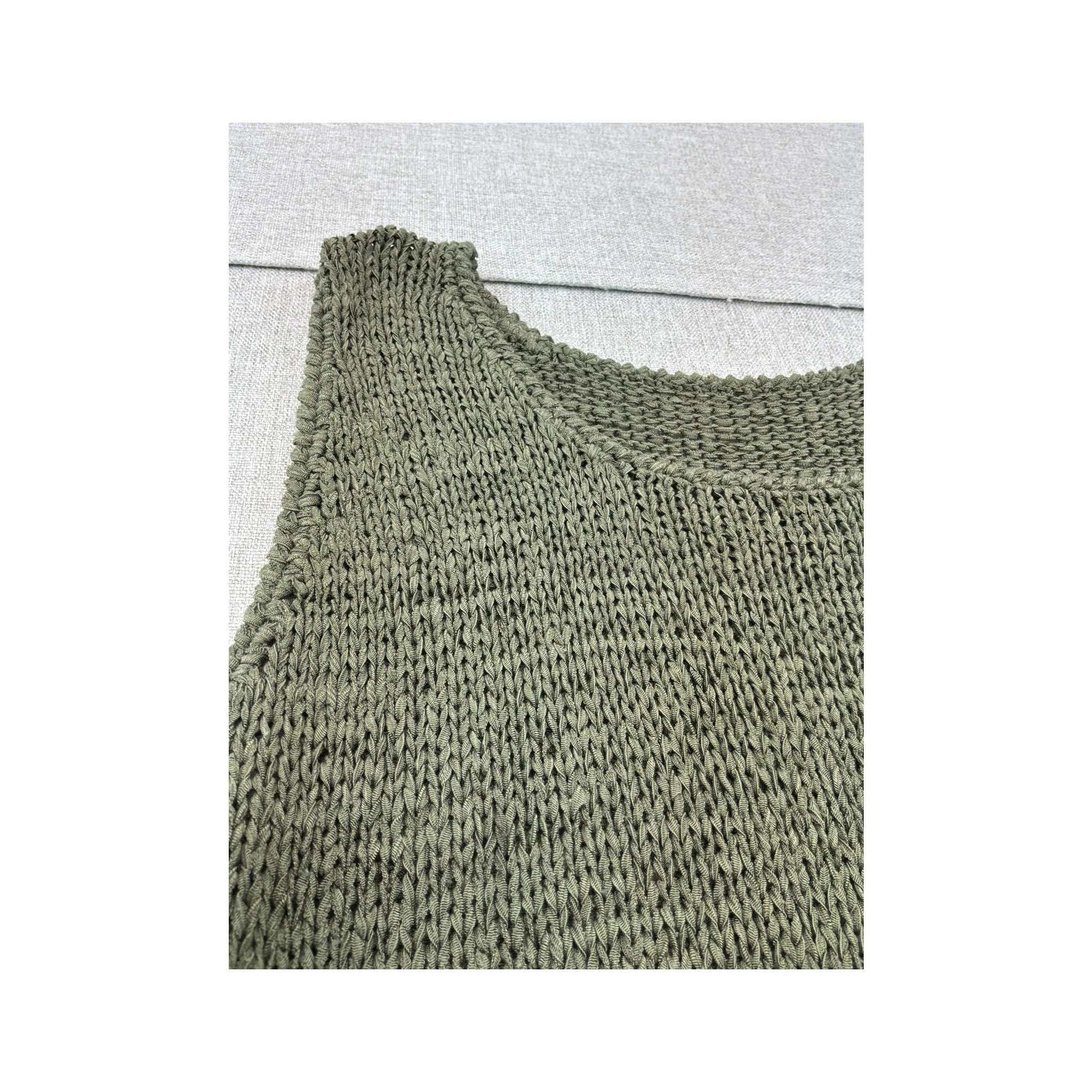 Vintage Olive Knit Beaded Tank Top