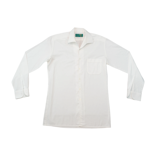 Cauda Vintage White Poly Cotton Double Cuff Dress Shirt