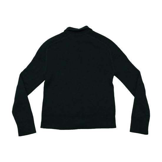 Vintage Dark Green Virgin Wool Blend Full Zip Collared Sweater