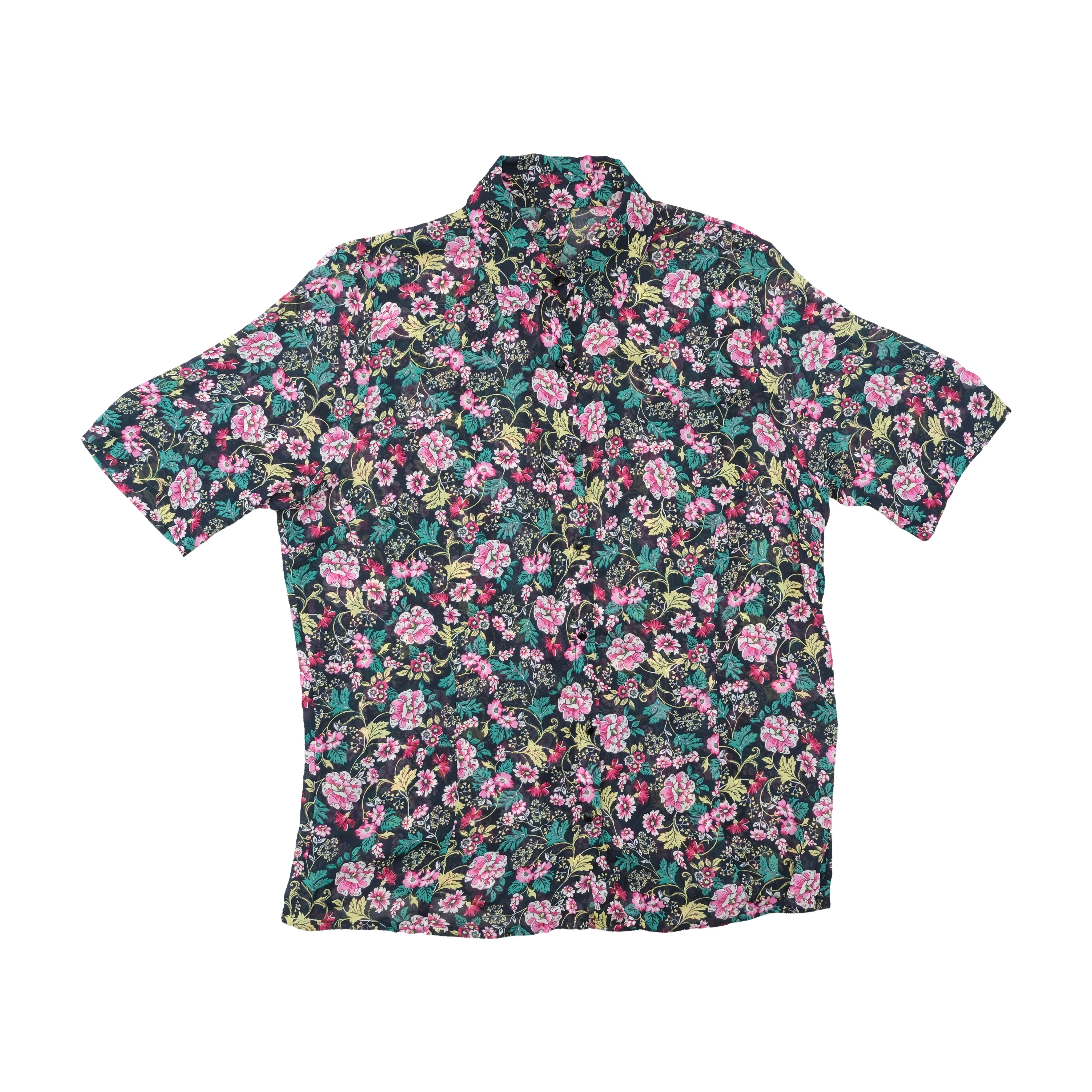 Floral Print Short Sleeve Button Up Shirt