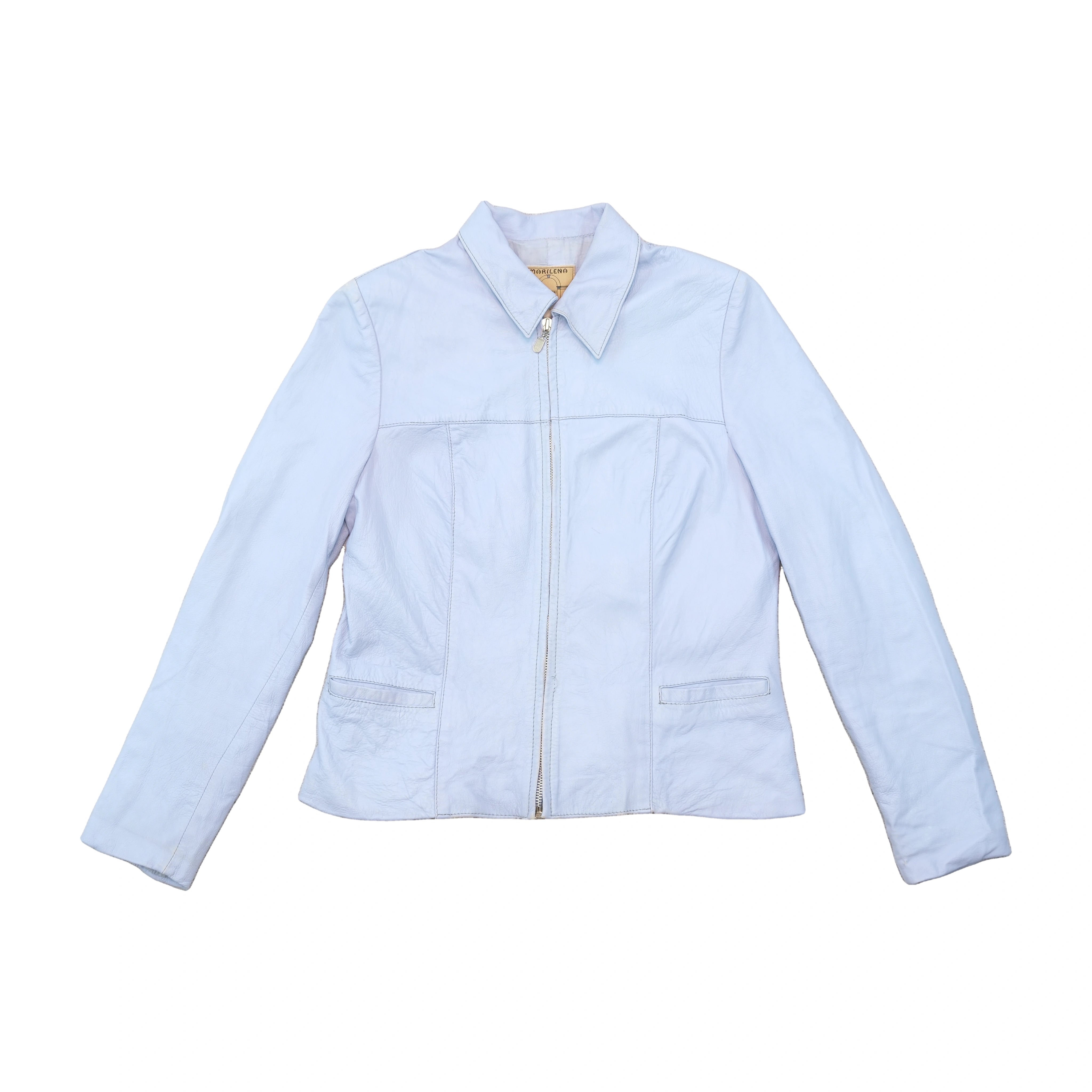 Vintage Merilleno Light Blue Leather Zip Jacket