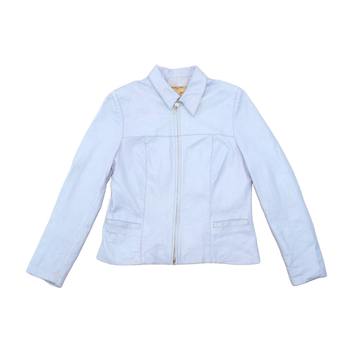 Vintage Merilleno Light Blue Leather Zip Jacket