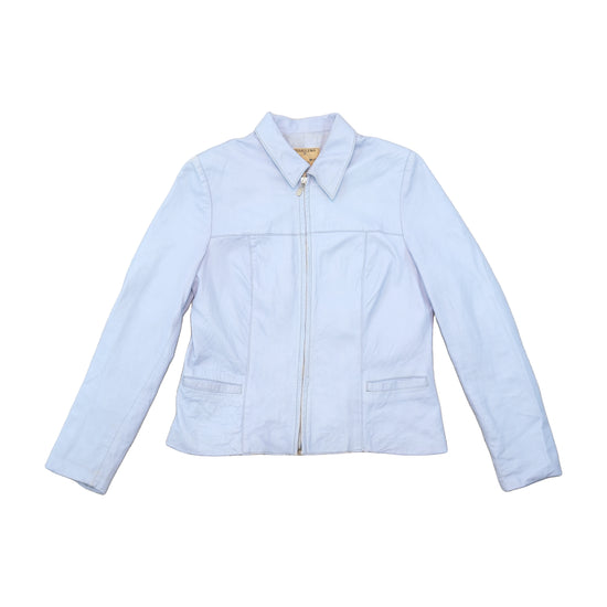 Vintage Merilleno Light Blue Leather Zip Jacket