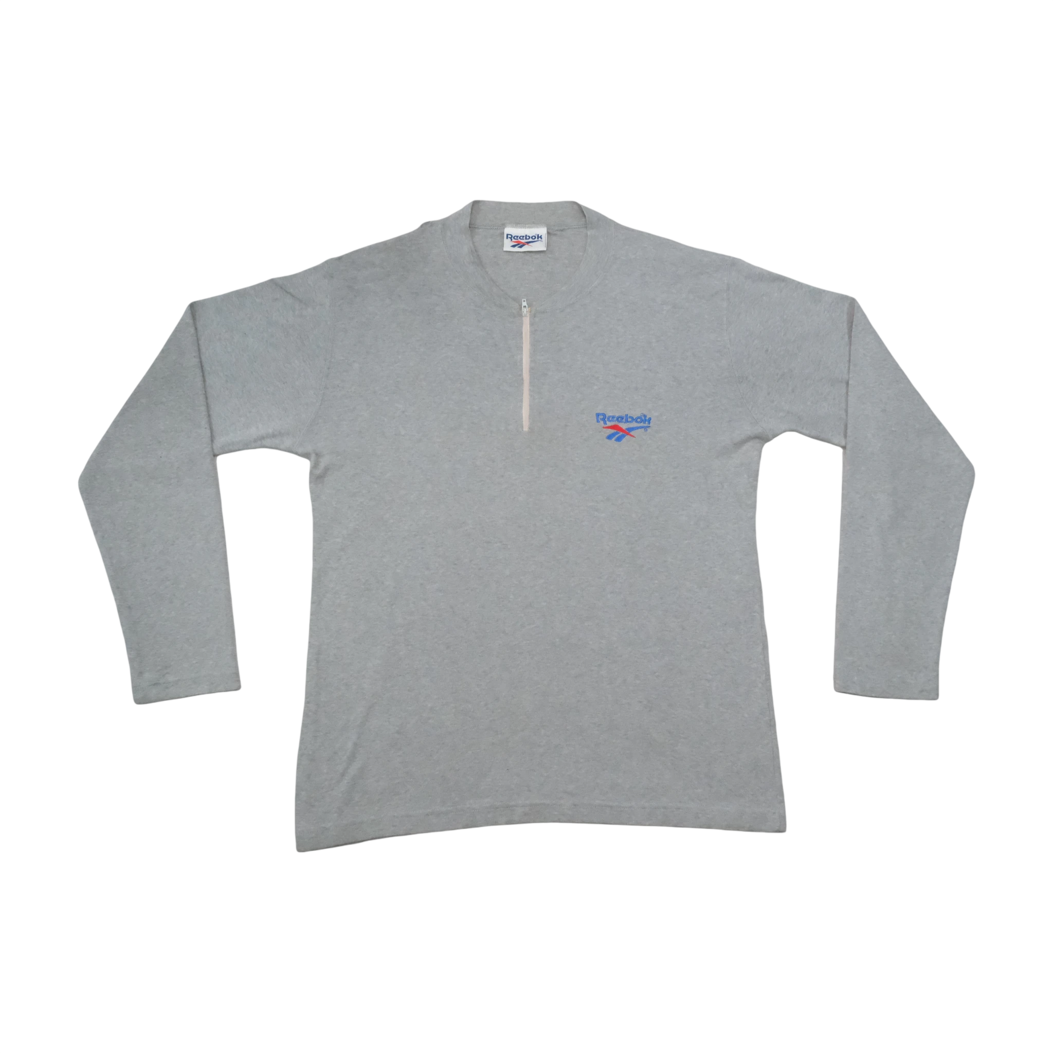 Camisa Reebok vintage de Manga Comprida com logótipo Bordado e Meio Fecho