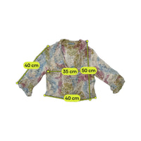 Blusa Transparente Sonia Fortuna floral com Folhos à Frente