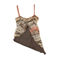 KluXG Asymmetrical Mesh Overlay Tank Top