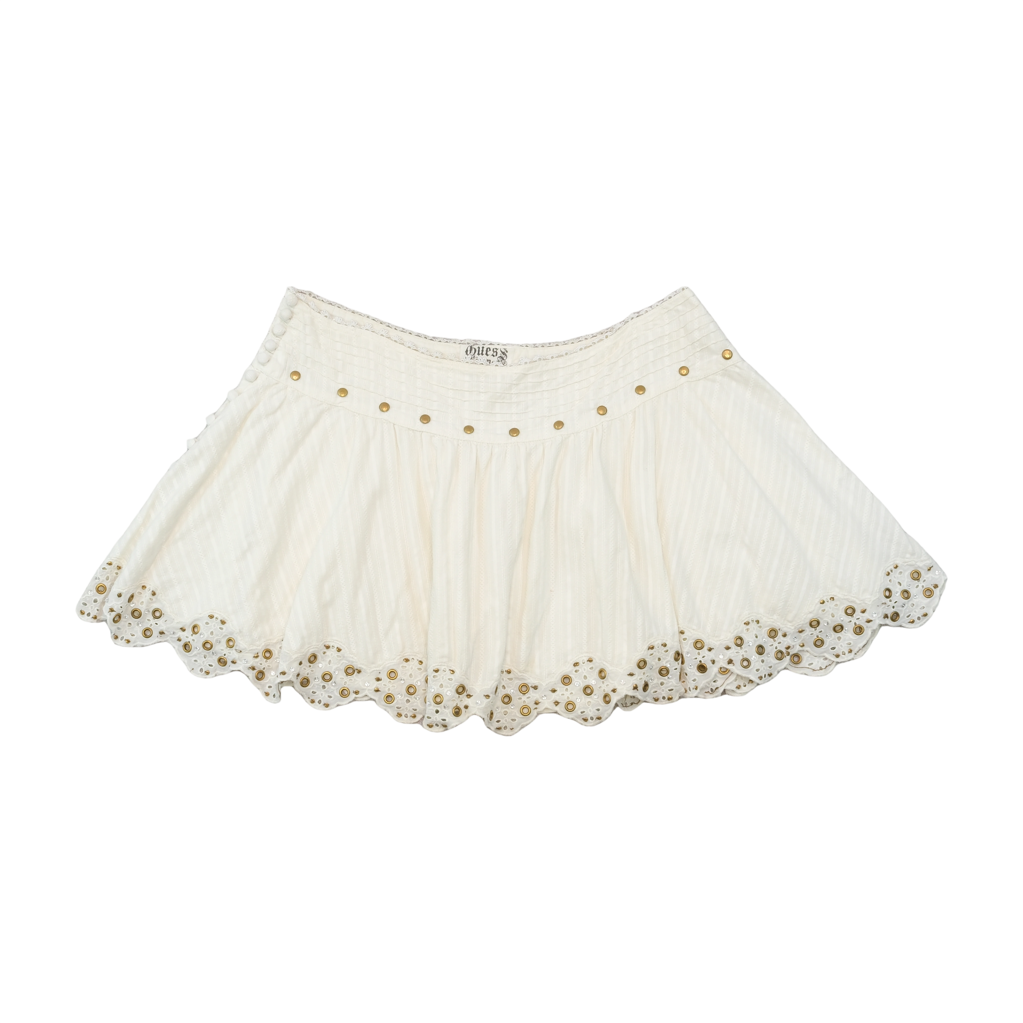 Mini saia Guess Jeans branca Adornada com Ilhós