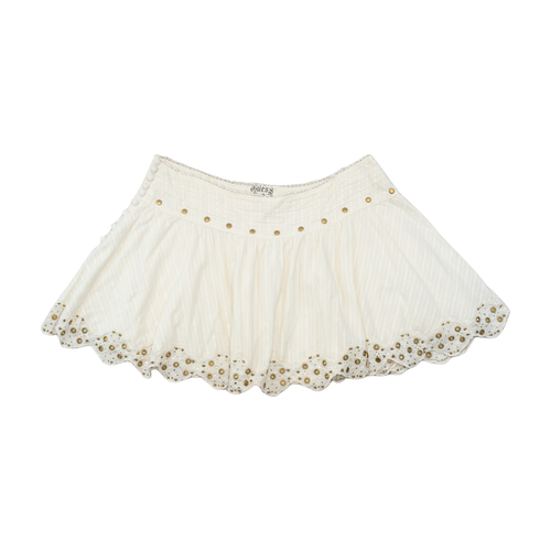 Guess Jeans White Embellished Eyelet Mini Skirt
