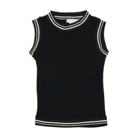 Pinko Sleeveless Knit Tank Top with Striped Trim