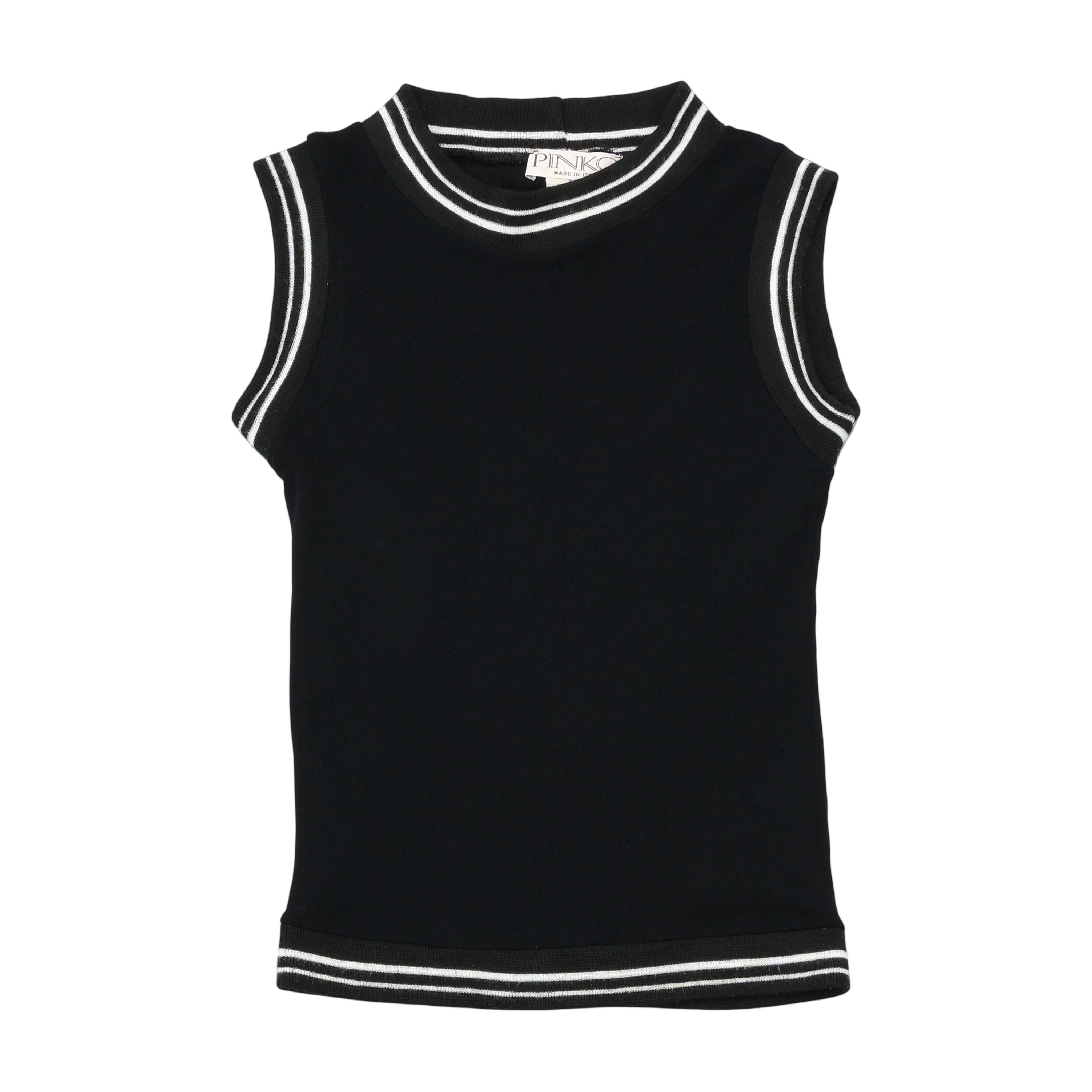 Pinko Sleeveless Knit Tank Top with Striped Trim