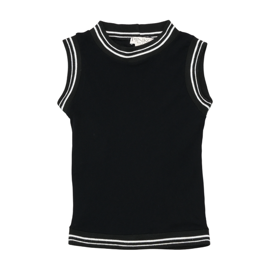 Pinko Sleeveless Knit Tank Top with Striped Trim