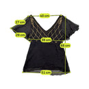 Black Silk Sequin Embellished Flutter Sleeve Blouse