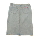 Kookai Light Wash Denim Midi Skirt with Raw Frayed Hem