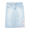 Emmanuel Schvili Embroidered Side Panel Light Wash Denim Skirt