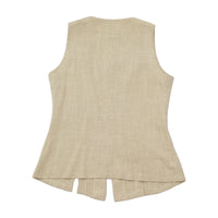 Fecon Linen Blend Sleeveless Tailored Jacket