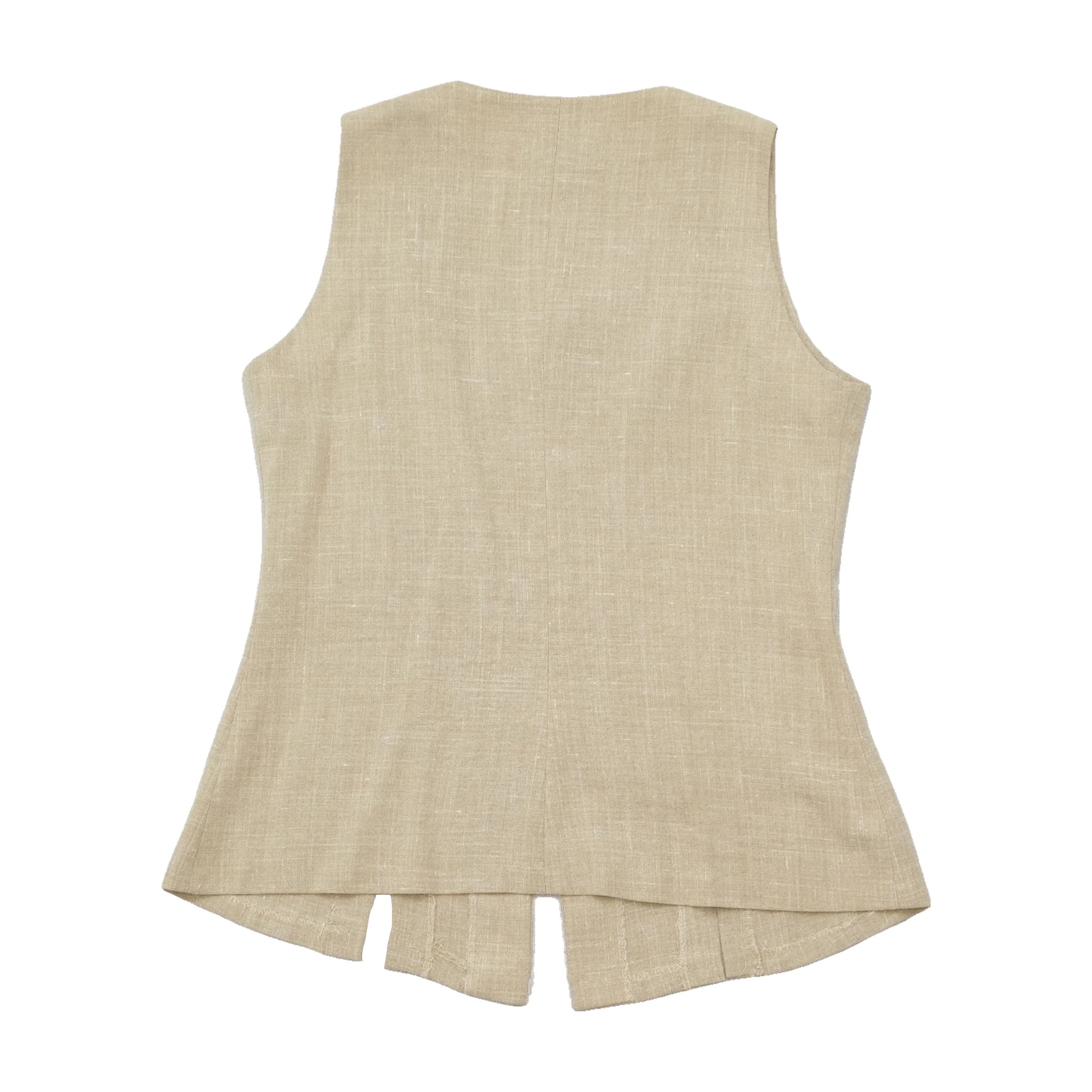 Fecon Linen Blend Sleeveless Tailored Jacket