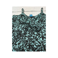 Coolwater Blue Black Baroque Print Tie Front Tank Top