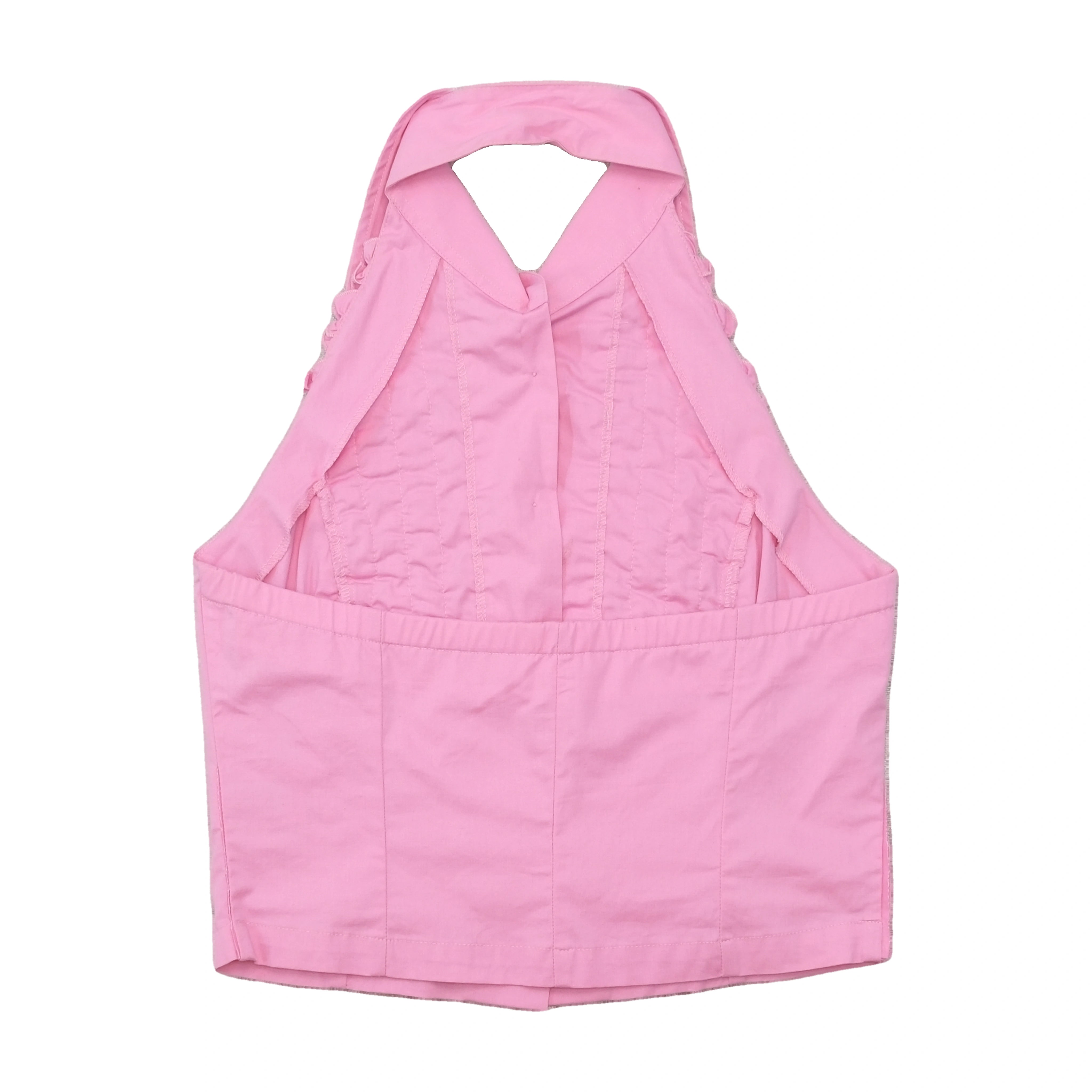 Blusa Nara Camicie em algodão sem mangas com Folhos à Frente