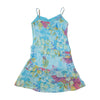 Specchio Blue Floral Ruffle Slip Dress