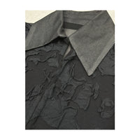 Black Mesh Grungy Collared Blouse