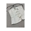 White Corset Top with Black Striped Trim and Lace-Up Detail