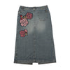 Saia Midi MAX&Co. em ganga com Bordado floral