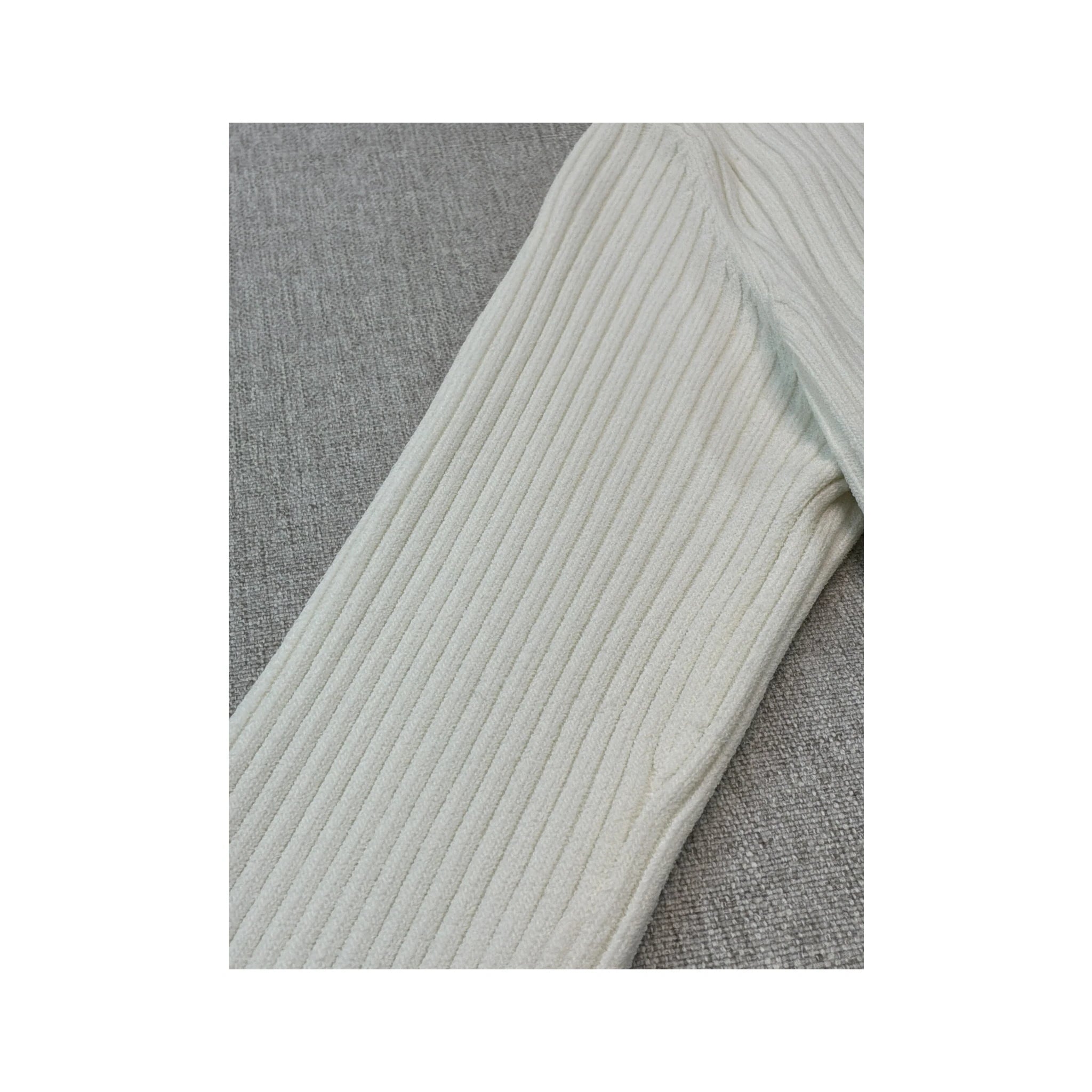Safran Ribbed V-Neck Zip Front Sweater