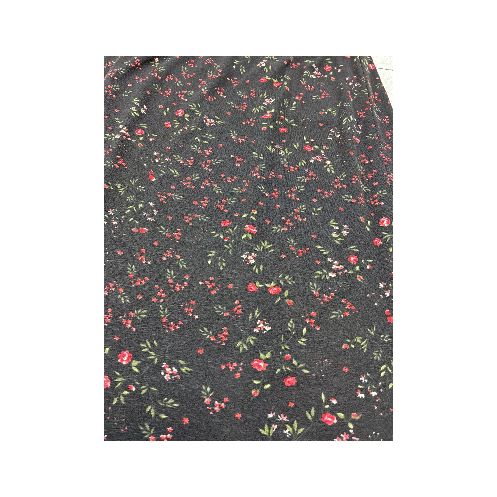 Vintage Black Ditsy Floral Midi Skirt