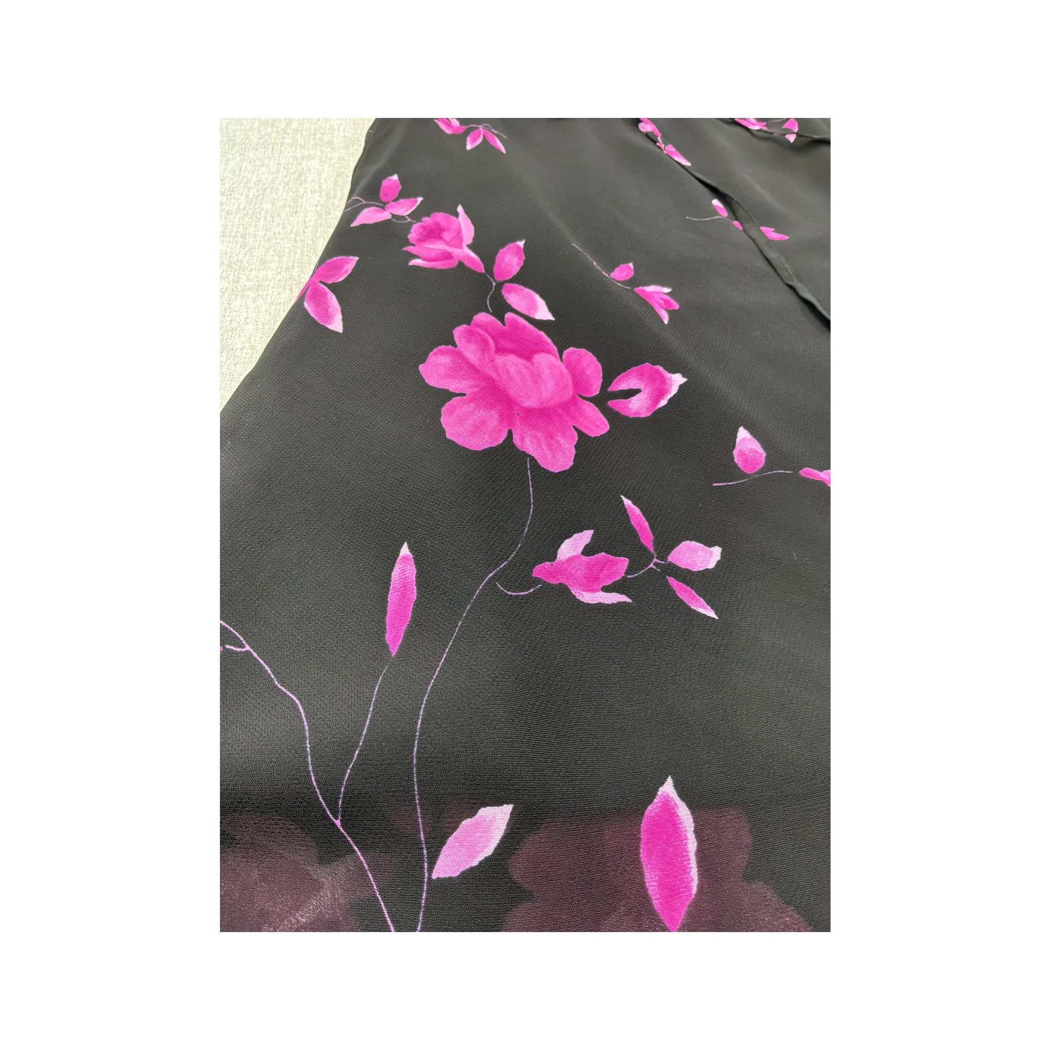 Vintage Black Pink Floral A-Line Skirt