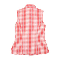 Cedarville Red Gingham Stripe Sleeveless Button-Up Shirt