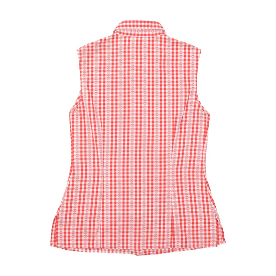 Cedarville Red Gingham Stripe Sleeveless Button-Up Shirt