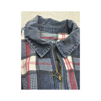 Vintage Blue Plaid Quarter Zip Pullover Shirt