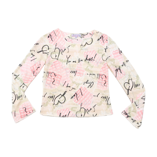 Dalia confori Sheer Graphic Mesh Blouse