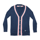 Casaco de malha Tommy Hilfiger Azul-marinho com decote em V e Acabamento às riscas vermelhas/Brancas