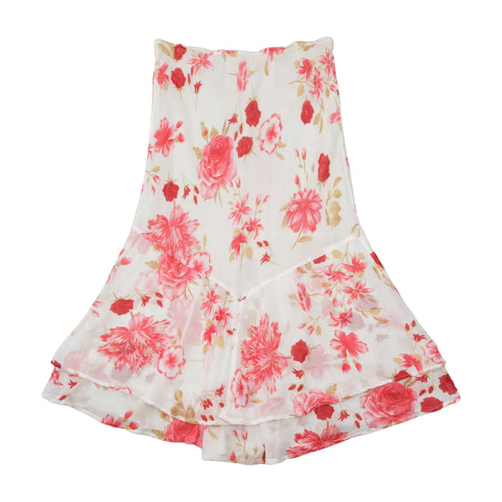 Floral Asymmetrical Handkerchief Hem Skirt