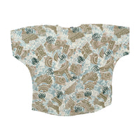 Classic Fashion Blue & Brown Abstract Print Snap Button Shirt