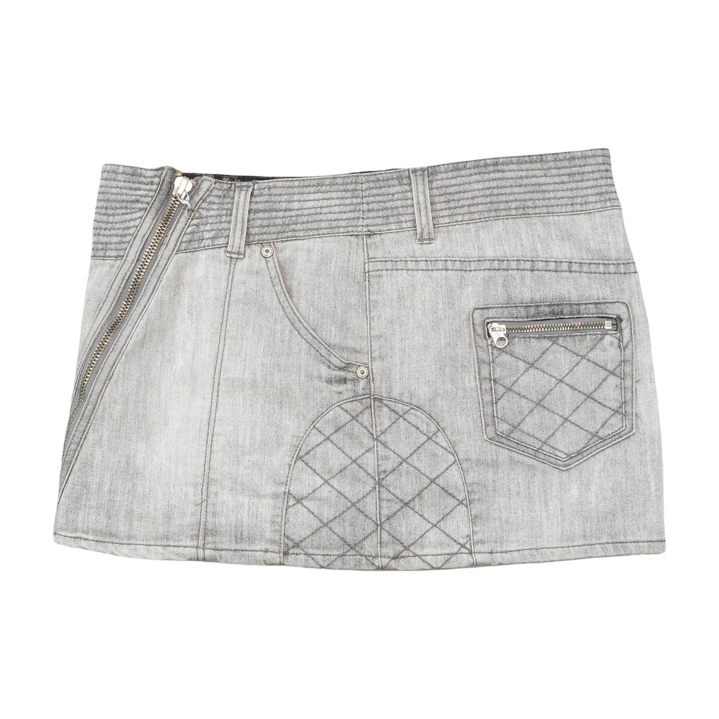 GUESS Quilted Zip Detail Denim Mini Skirt