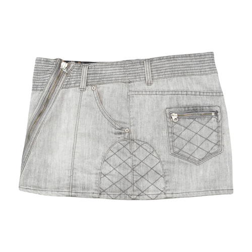 GUESS Quilted Zip Detail Denim Mini Skirt