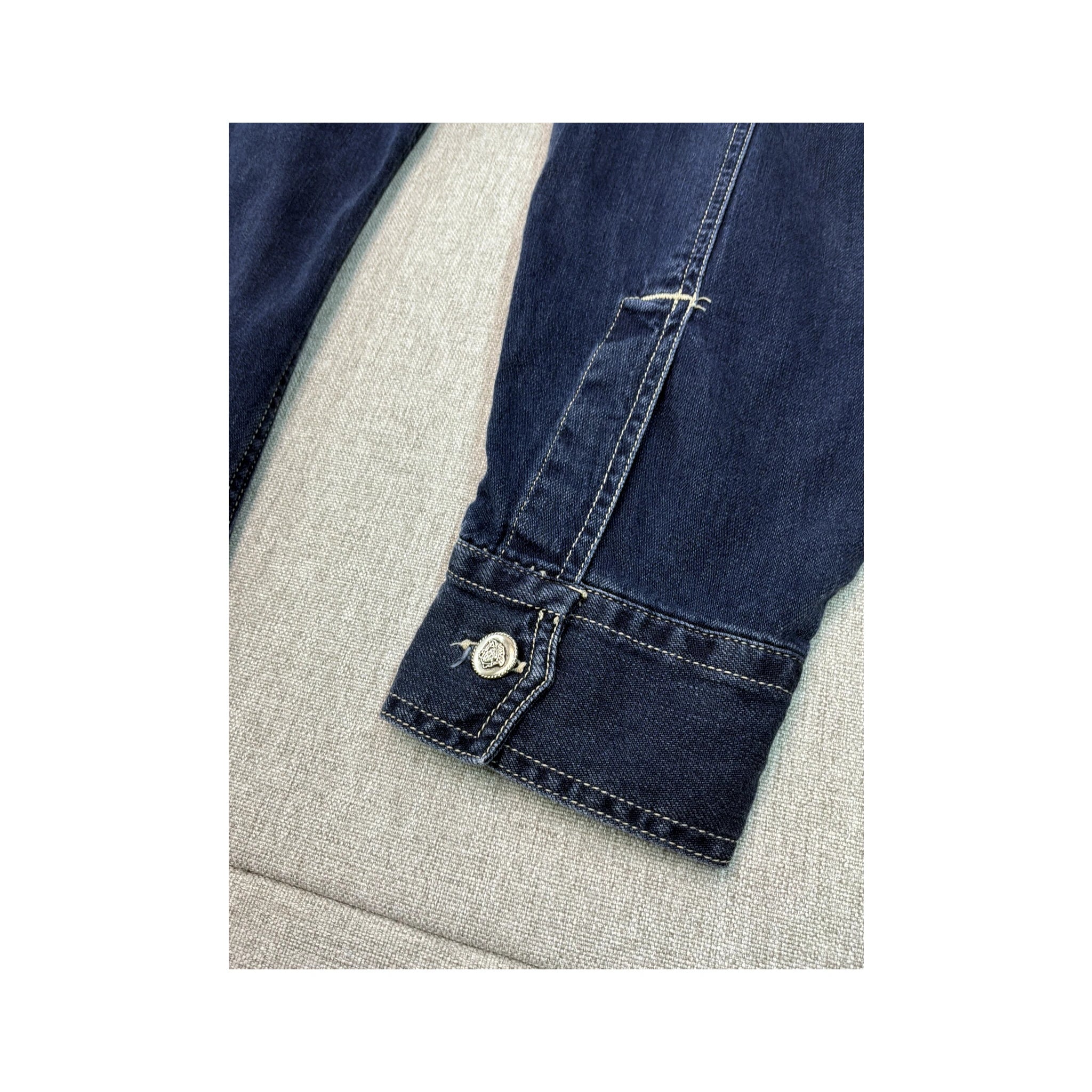 Versace Blue Denim Western Button Up Shirt