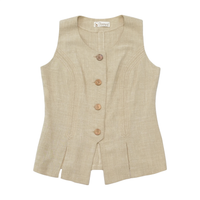 Fecon Linen Blend Sleeveless Tailored Jacket