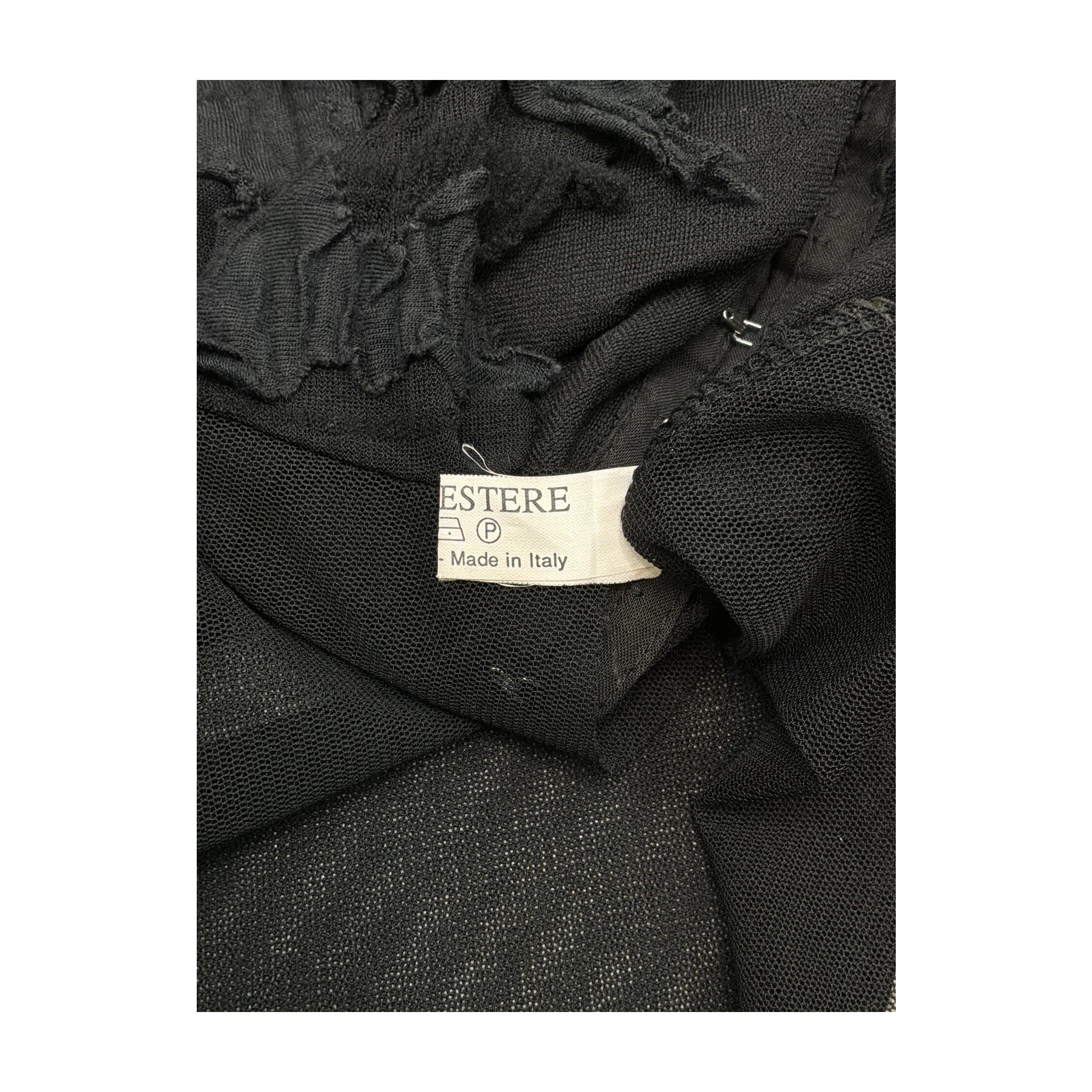 Black Mesh Grungy Collared Blouse