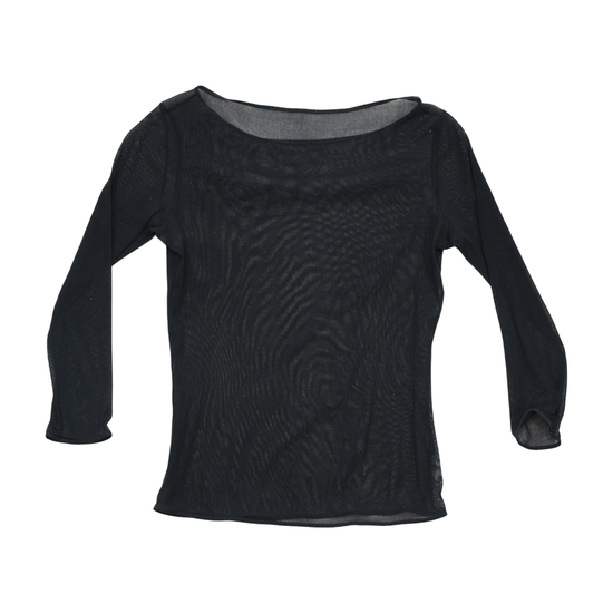 Blusa Transparente preta em Rede com decote Barco