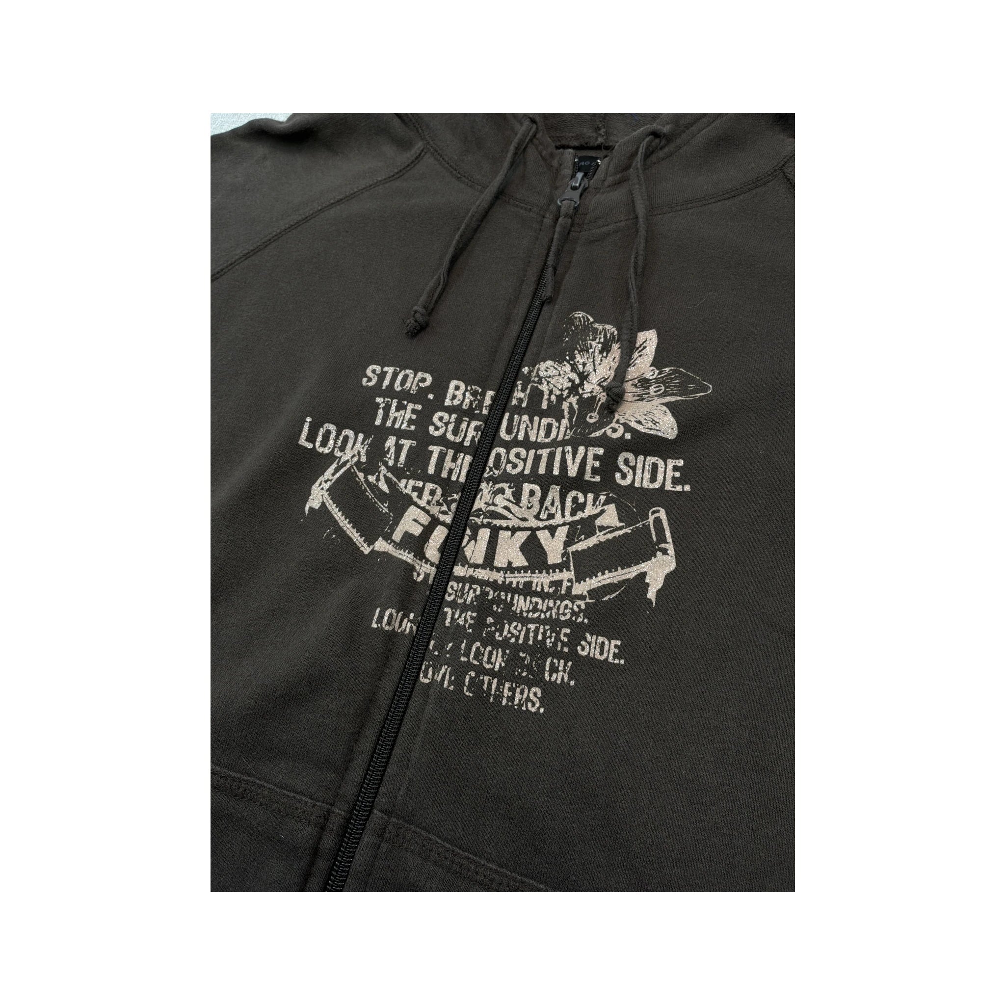 Vero Moda Y2K Graphic Zip Up Cotton Hoodie