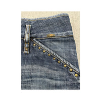 GAS Studded Button Front Denim Mini Skirt