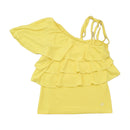 Byblos Yellow One Shoulder Ruffle Tank Top