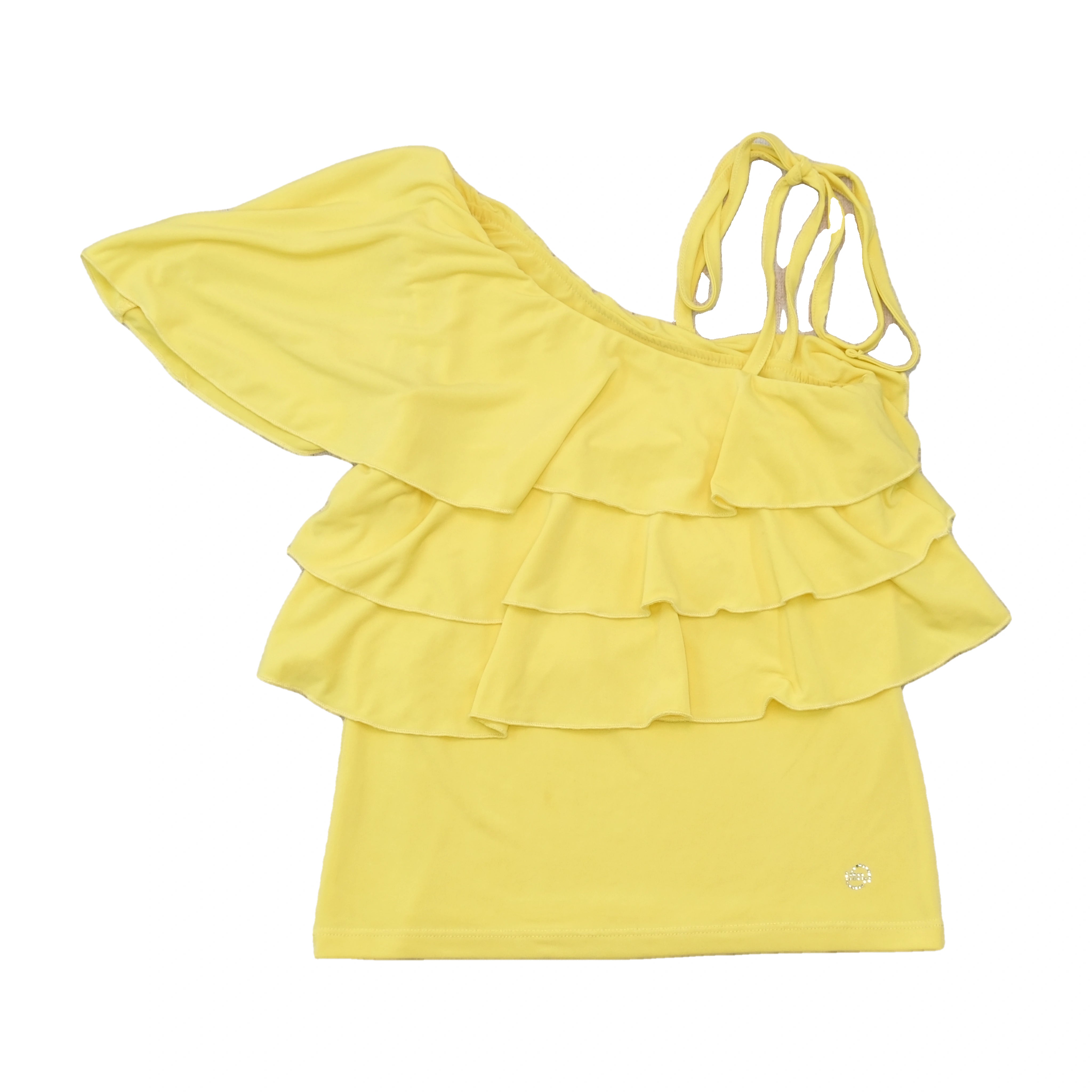 Byblos Yellow One Shoulder Ruffle Tank Top