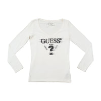 T-shirt Guess de Manga Comprida com decote em V e estampado gráfico