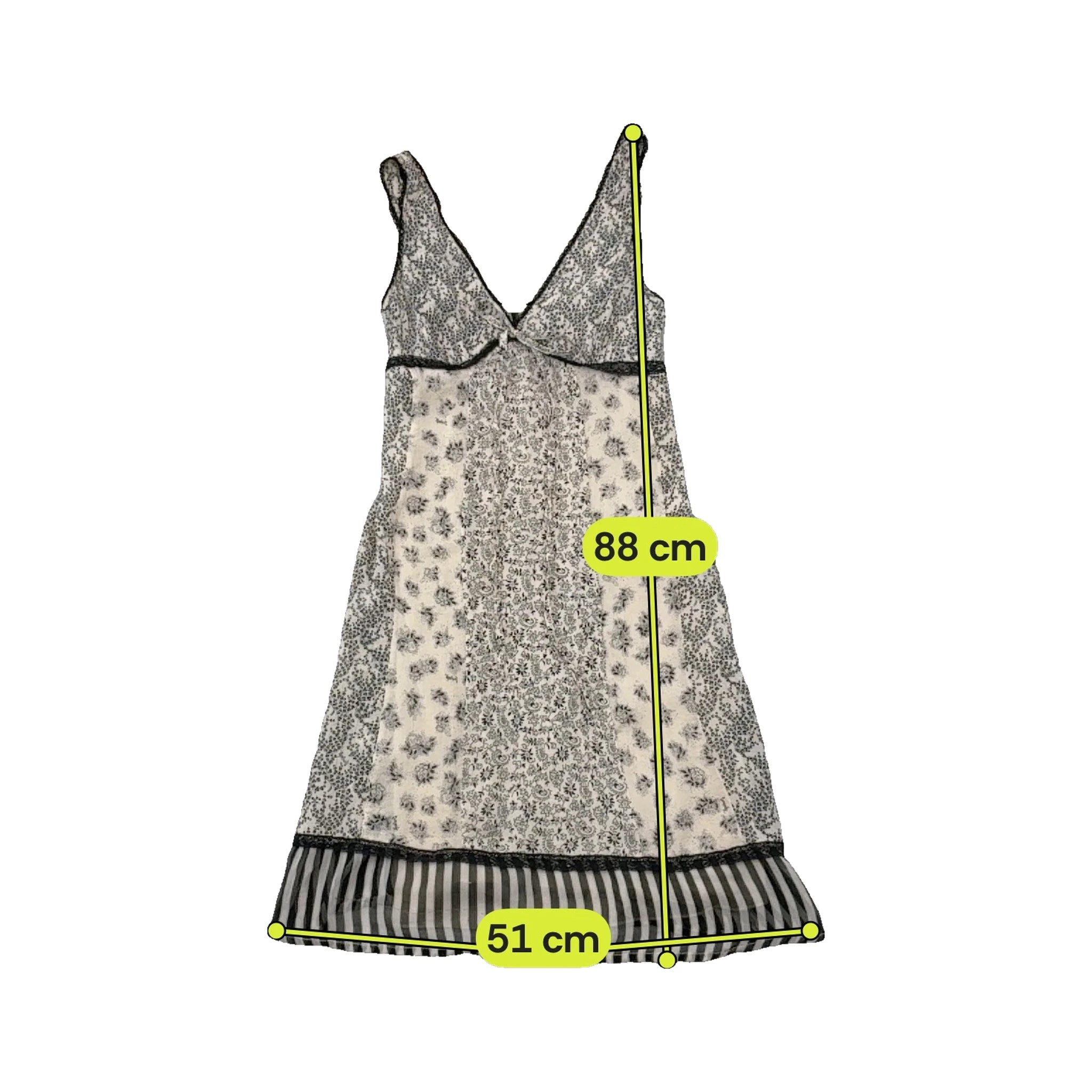 Aniye By Black and White Mixed Print Lace Trim Slip Dress