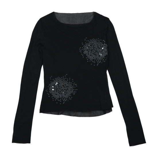 Blusa preta com Motivo de Lantejoulas