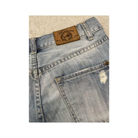 Fishbone Distressed Cuffed Denim Shorts